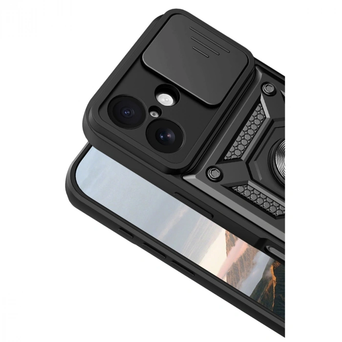 Apple İphone 17 Pars Lens Yüzüklü Silikon - Siyah