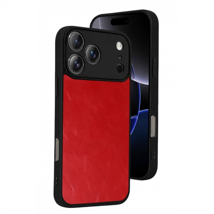 Apple İphone 17 Pro Aras Deri Kapak - Kırmızı