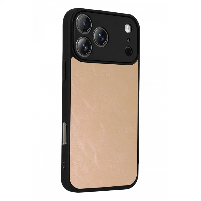 Apple İphone 17 Pro Aras Deri Kapak - Pudra