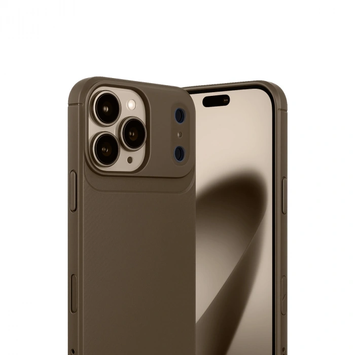 Apple İphone 17 Pro Auto Focus Karbon Kapak - Kahverengi