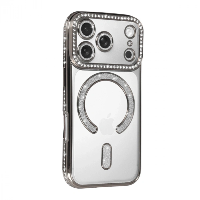 Apple İphone 17 Pro Joke Simli Magneticsafe Kılıf - Gümüş