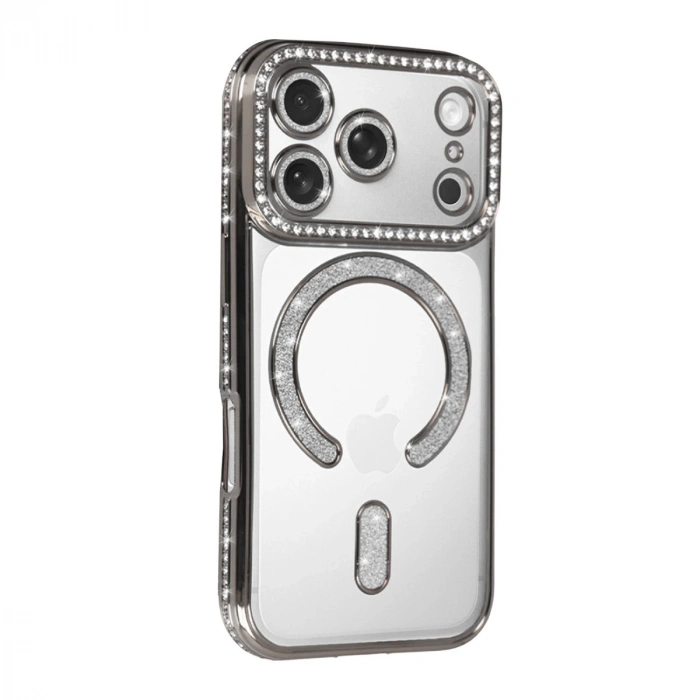 Apple İphone 17 Pro Joke Simli Magneticsafe Kılıf - Gümüş