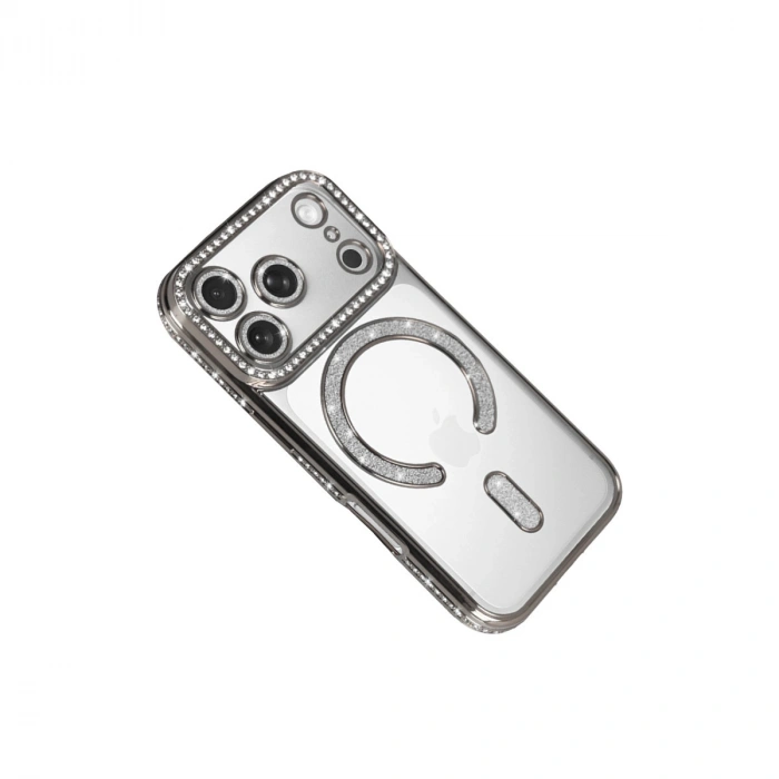 Apple İphone 17 Pro Joke Simli Magneticsafe Kılıf - Gümüş