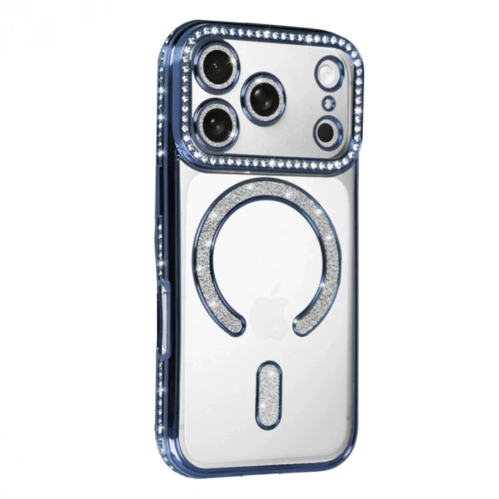 Apple İphone 17 Pro Joke Simli Magneticsafe Kılıf - Mavi