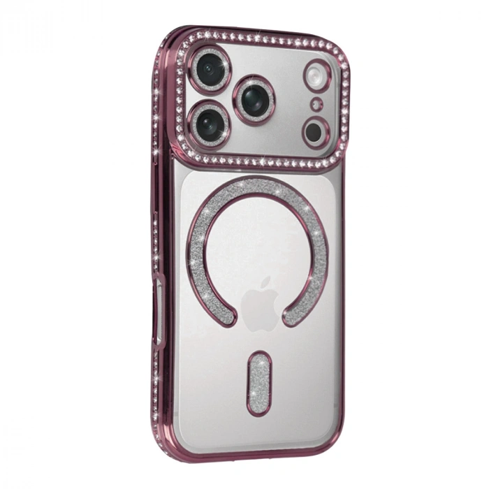 Apple İphone 17 Pro Joke Simli Magneticsafe Kılıf - Pembe