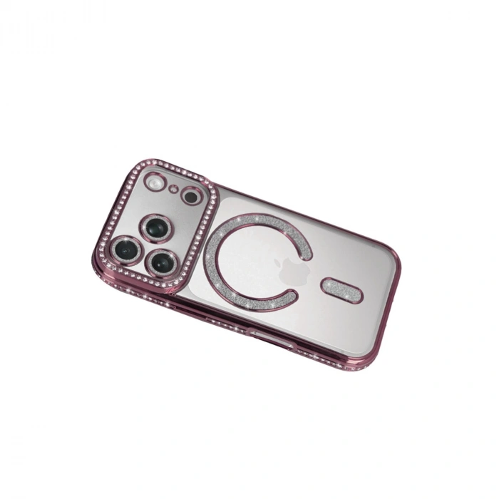 Apple İphone 17 Pro Joke Simli Magneticsafe Kılıf - Pembe