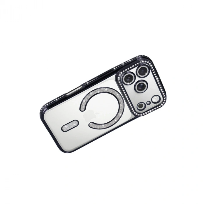 Apple İphone 17 Pro Joke Simli Magneticsafe Kılıf - Siyah