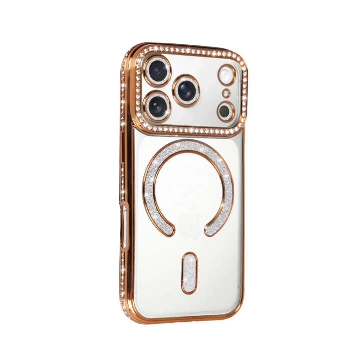 Apple İphone 17 Pro Joke Simli Magneticsafe Kılıf - Turuncu