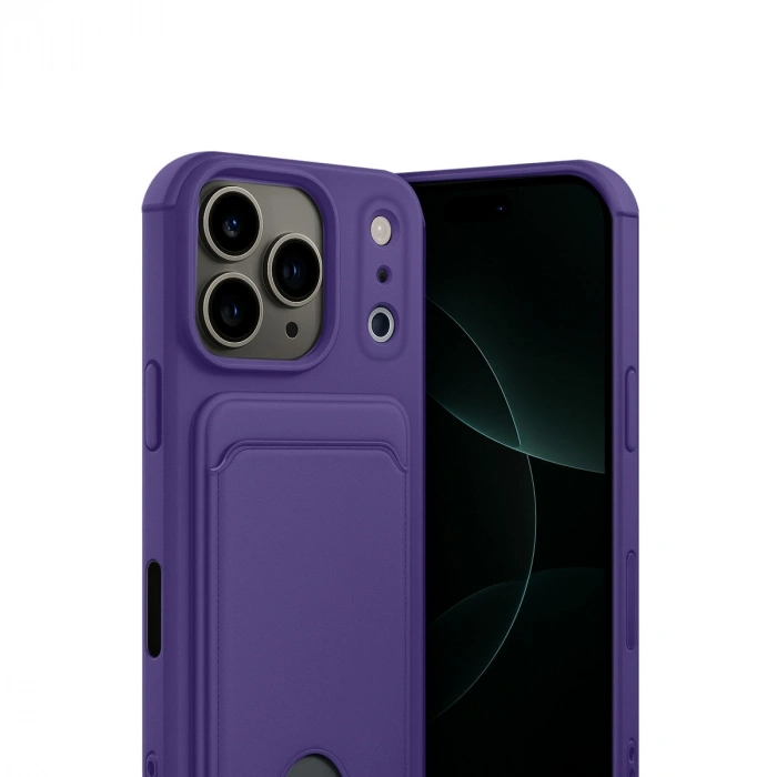 Apple İphone 17 Pro Kelvin Kartvizitli Silikon - Derin Mor