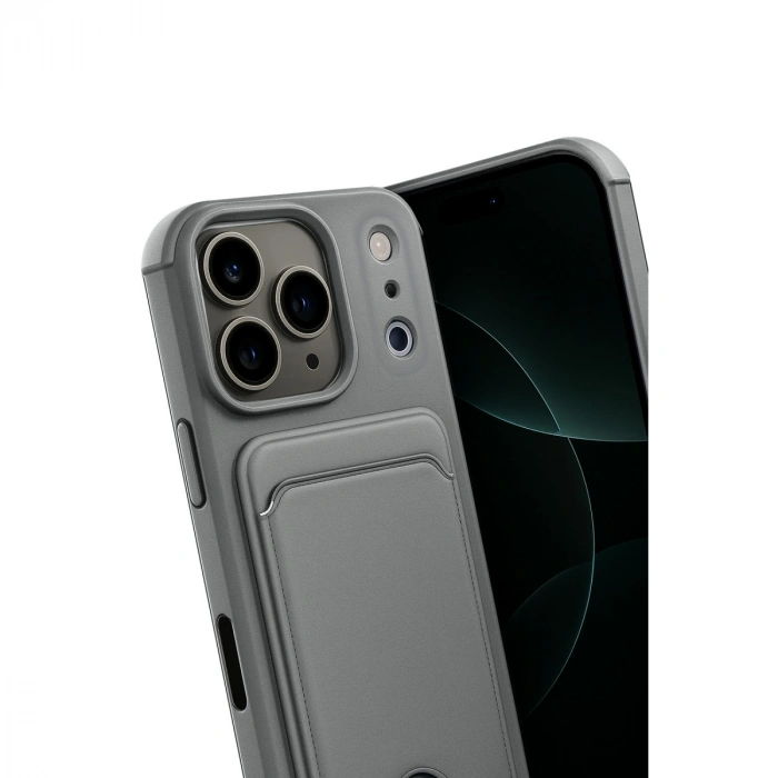 Apple İphone 17 Pro Kelvin Kartvizitli Silikon - Gri