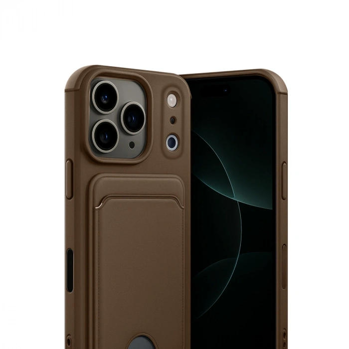 Apple İphone 17 Pro Kelvin Kartvizitli Silikon - Kahverengi