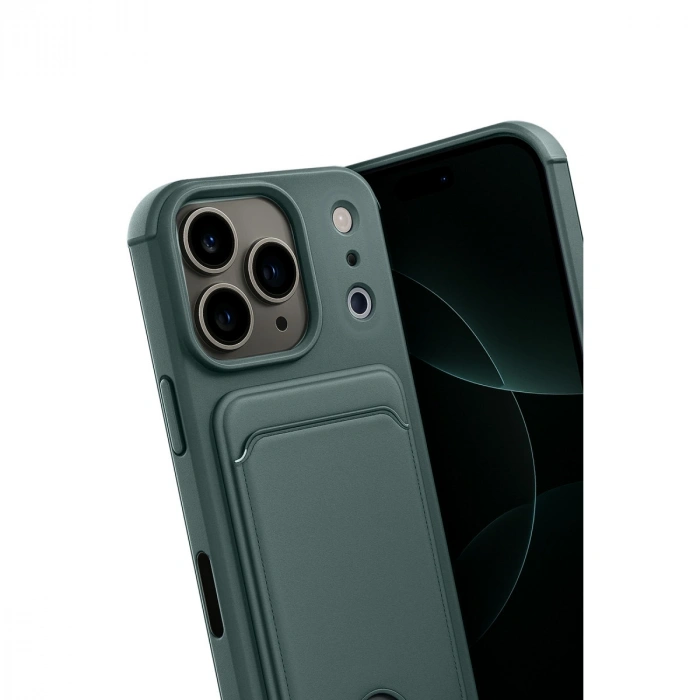 Apple İphone 17 Pro Kelvin Kartvizitli Silikon - Koyu Yeşil