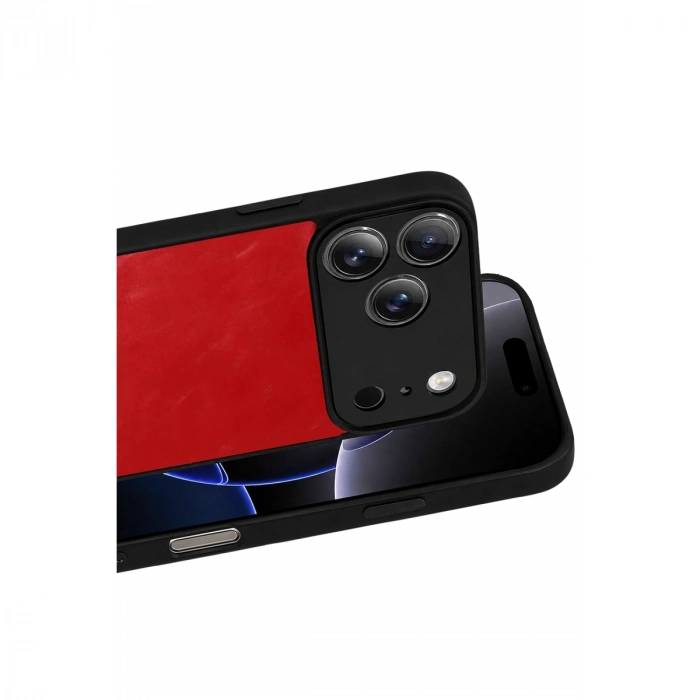 Apple İphone 17 Pro Max Aras Deri Kapak - Kırmızı