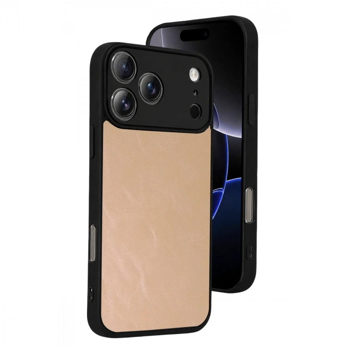 Apple İphone 17 Pro Max Aras Deri Kapak - Pudra