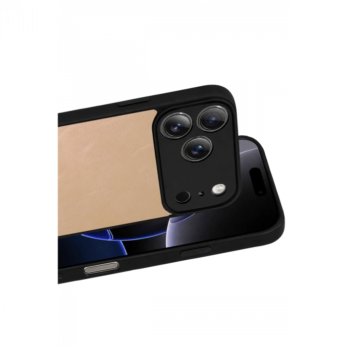 Apple İphone 17 Pro Max Aras Deri Kapak - Pudra