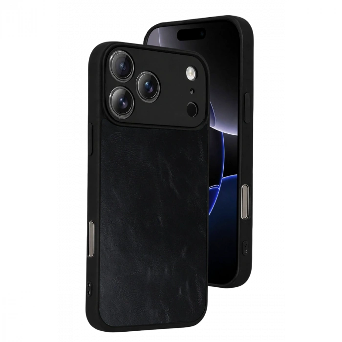 Apple İphone 17 Pro Max Aras Deri Kapak - Siyah
