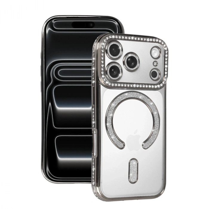 Apple İphone 17 Pro Max Joke Simli Magneticsafe Kılıf - Gümüş