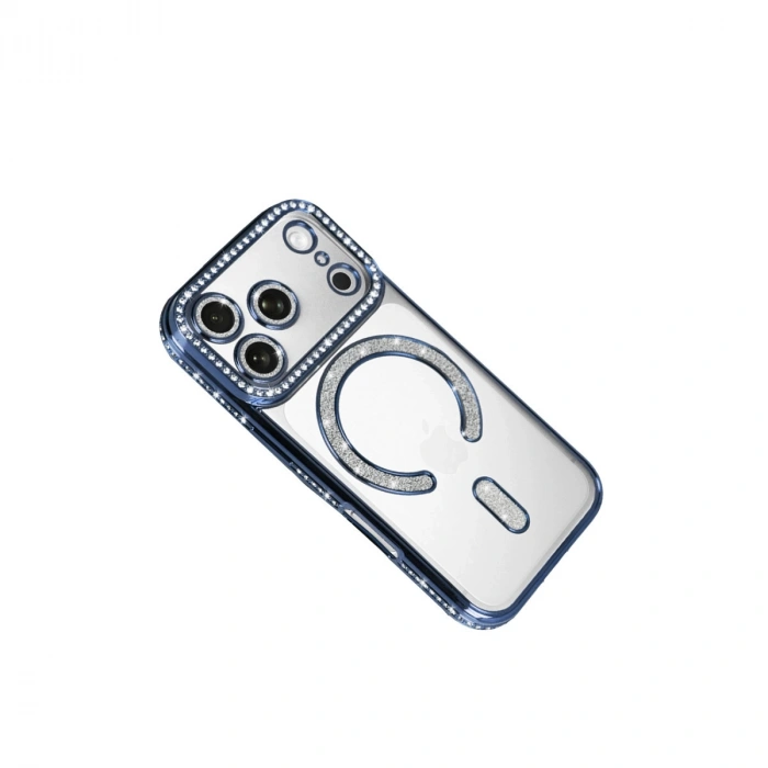 Apple İphone 17 Pro Max Joke Simli Magneticsafe Kılıf - Mavi