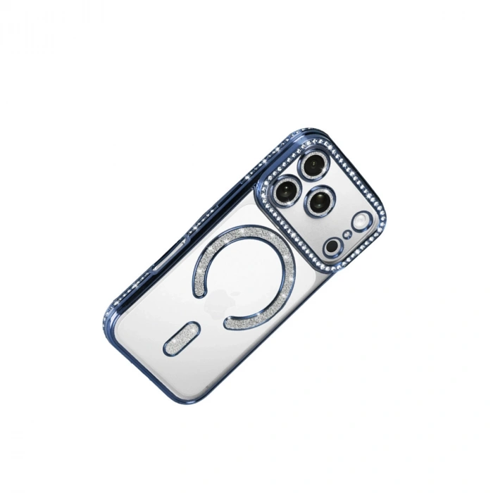 Apple İphone 17 Pro Max Joke Simli Magneticsafe Kılıf - Mavi