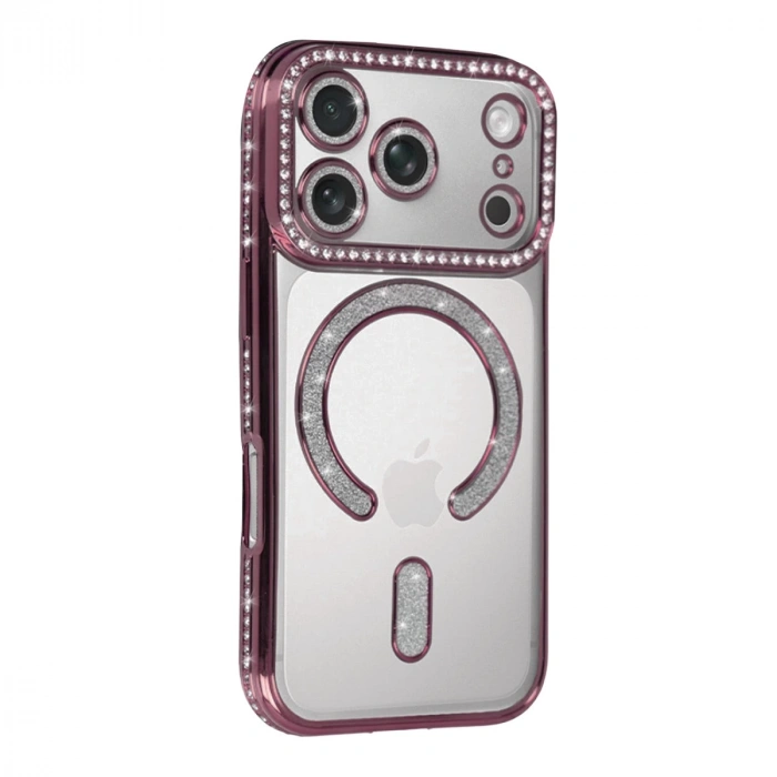 Apple İphone 17 Pro Max Joke Simli Magneticsafe Kılıf - Pembe