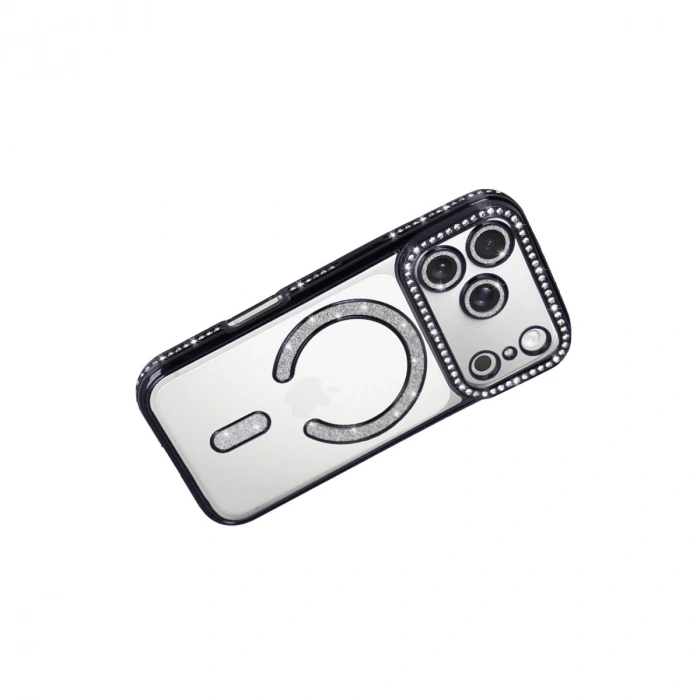 Apple İphone 17 Pro Max Joke Simli Magneticsafe Kılıf - Siyah