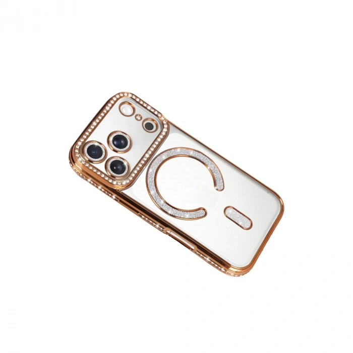 Apple İphone 17 Pro Max Joke Simli Magneticsafe Kılıf - Turuncu