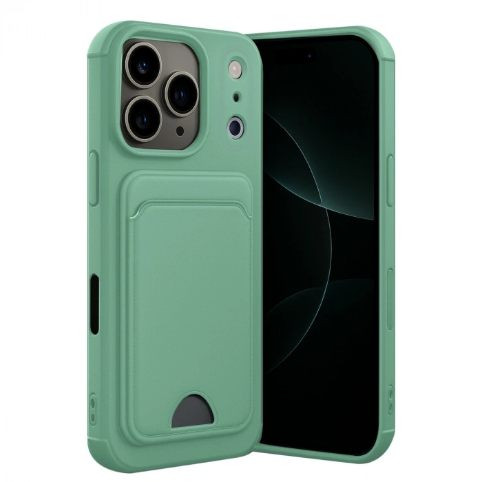 Apple İphone 17 Pro Max Kelvin Kartvizitli Silikon - Açık Yeşil