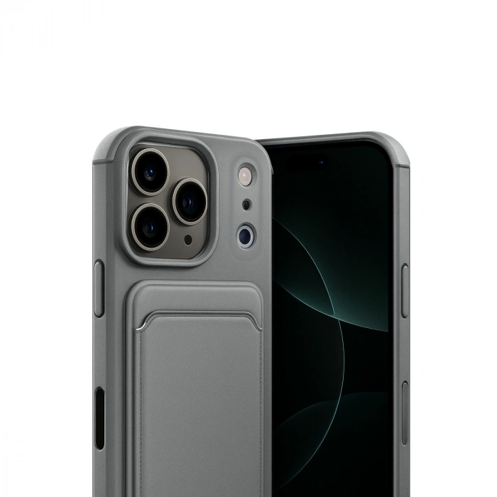 Apple İphone 17 Pro Max Kelvin Kartvizitli Silikon - Gri