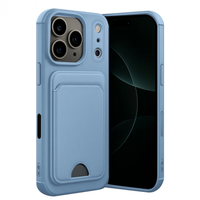 Apple İphone 17 Pro Max Kelvin Kartvizitli Silikon - Mavi
