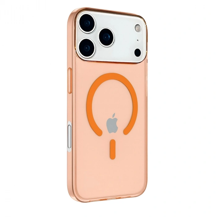 Apple İphone 17 Pro Max Kılıf Pc Real Magsafe Kapak - Turuncu