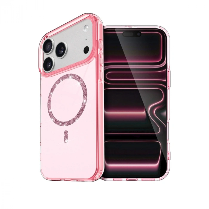 Apple İphone 17 Pro Max Live Diamond Magsafe Kapak - Pembe