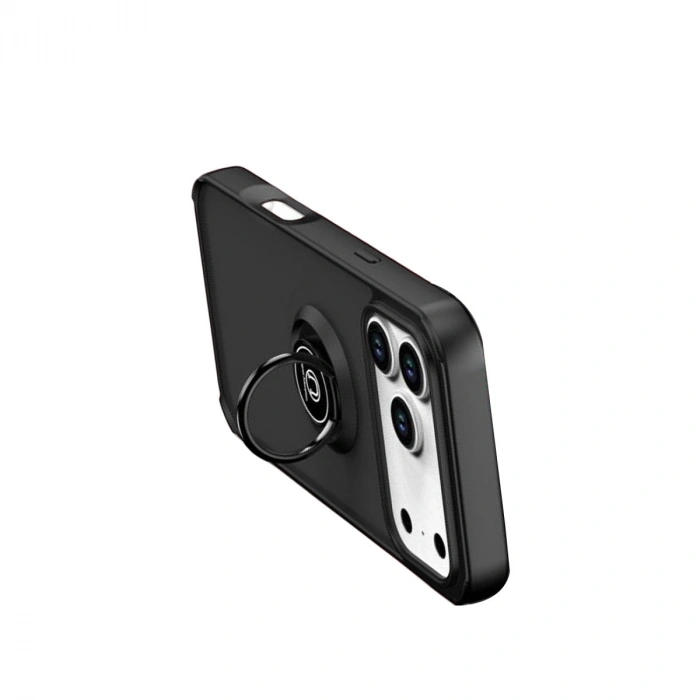 Apple İphone 17 Pro Max Montreal Yüzüklü Silikon Kapak - Siyah