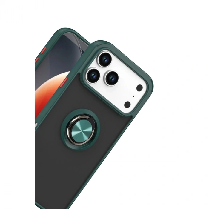Apple İphone 17 Pro Max Montreal Yüzüklü Silikon Kapak - Yeşil