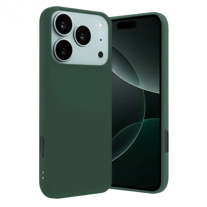 Apple İphone 17 Pro Nano İçi Kadife Silikon - Koyu Yeşil
