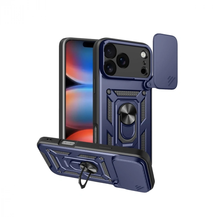 Apple İphone 17 Pro Pars Lens Yüzüklü Silikon - Lacivert