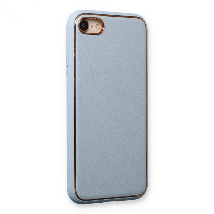 Apple İphone 7 Kılıf Coco Deri Silikon Kapak - Açık Mavi