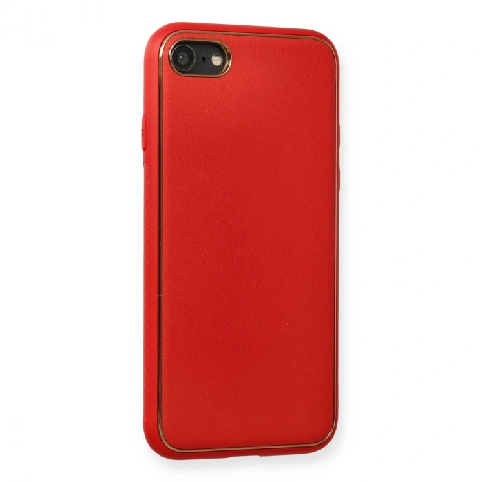 Apple İphone 7 Kılıf Coco Deri Silikon Kapak - Kırmızı