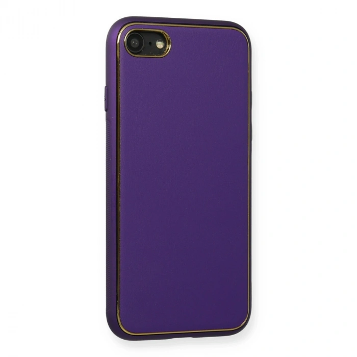 Apple İphone 7 Kılıf Coco Deri Silikon Kapak - Mor