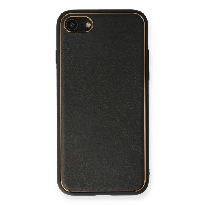 Apple İphone 7 Kılıf Coco Deri Silikon Kapak - Siyah