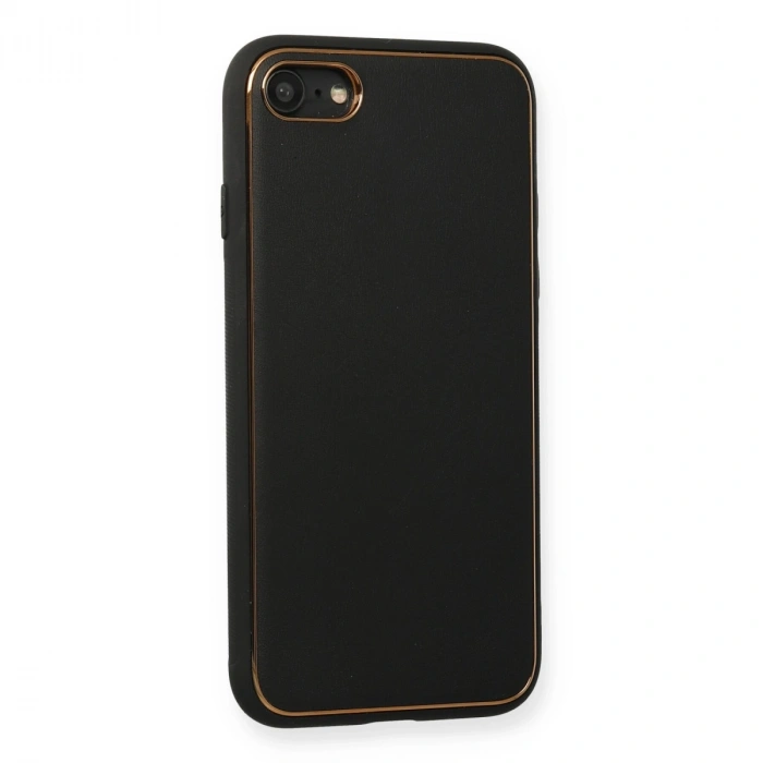 Apple İphone 7 Kılıf Coco Deri Silikon Kapak - Siyah