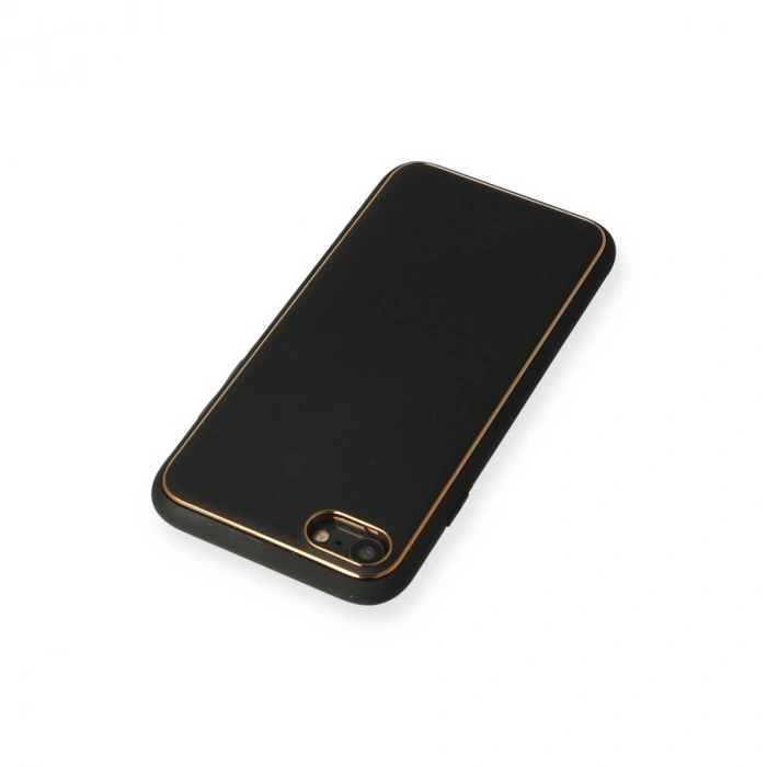 Apple İphone 7 Kılıf Coco Deri Silikon Kapak - Siyah