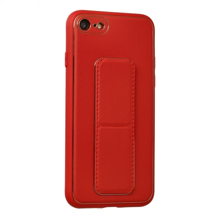 Apple İphone 7 Kılıf Coco Deri Standlı Kapak - Kırmızı