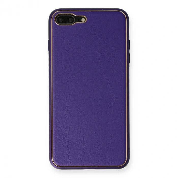 Apple İphone 7 Plus Kılıf Coco Deri Silikon Kapak - Mor