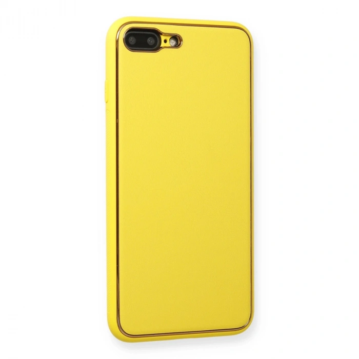 Apple İphone 7 Plus Kılıf Coco Deri Silikon Kapak - Sarı