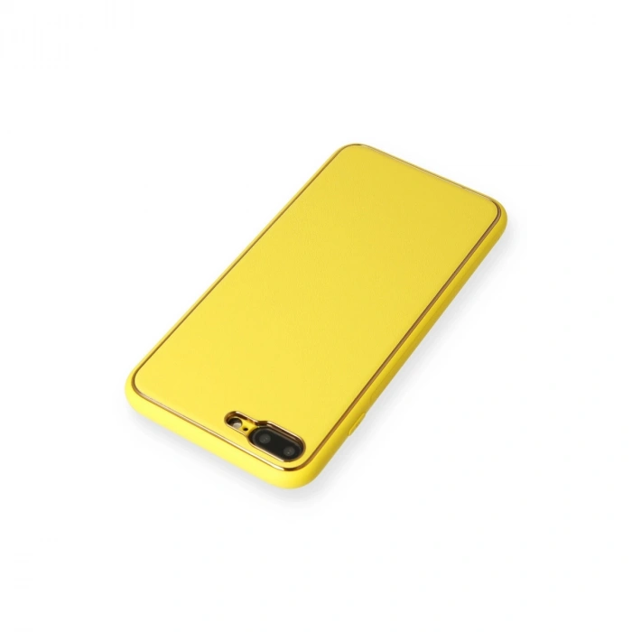 Apple İphone 7 Plus Kılıf Coco Deri Silikon Kapak - Sarı