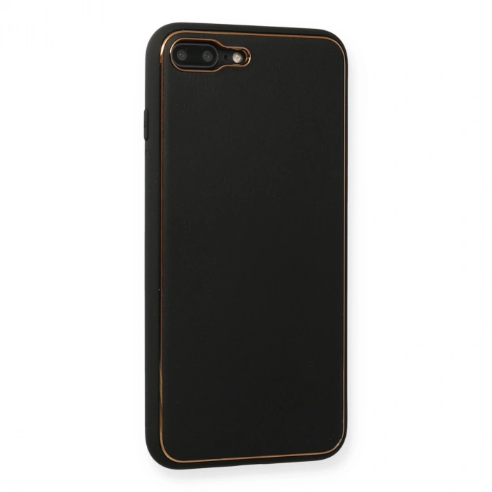 Apple İphone 7 Plus Kılıf Coco Deri Silikon Kapak - Siyah