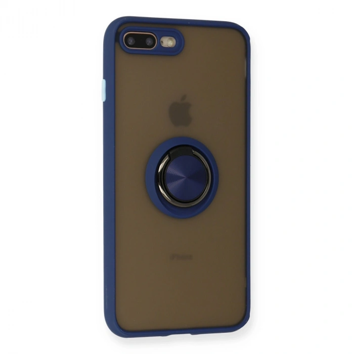 Apple İphone 7 Plus Kılıf Montreal Yüzüklü Silikon Kapak - Lacivert