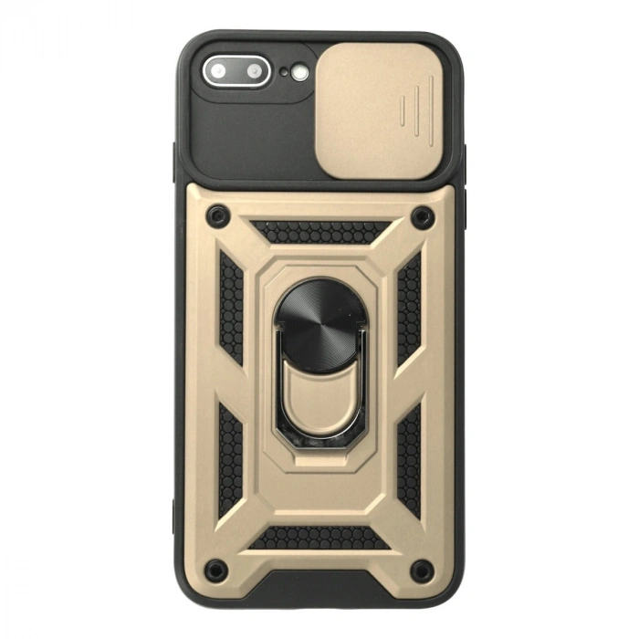 Apple İphone 7 Plus Kılıf Pars Lens Yüzüklü Silikon - Gold