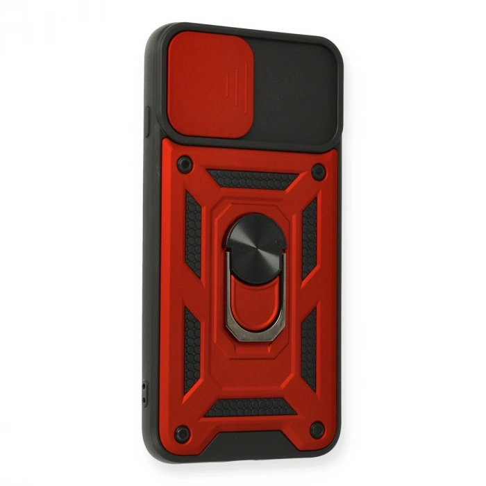 Apple İphone 7 Plus Kılıf Pars Lens Yüzüklü Silikon - Kırmızı