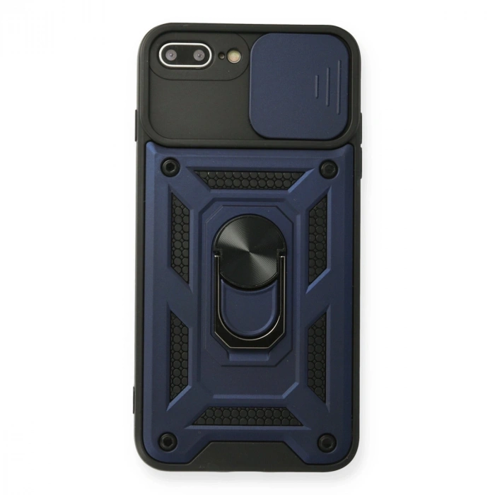 Apple İphone 7 Plus Kılıf Pars Lens Yüzüklü Silikon - Lacivert